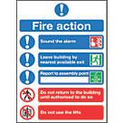 Non Photoluminescent "Fire Action" Notice Sign 300mm x 250mm
