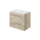 Ohio 2-Drawer Bathroom Vanity Unit with Ceramic Basin Effect Oak 610mm x 460mm x 518mm