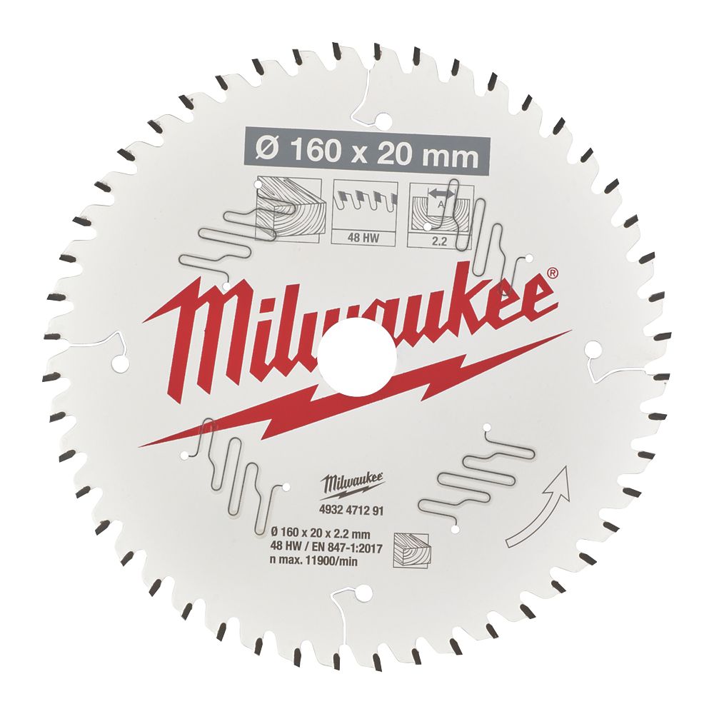Milwaukee  Wood Circular Saw Blade 160mm x 20mm 48T