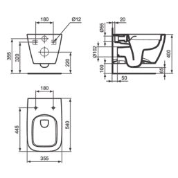 Ideal Standard i.life B WC & In-Wall Frame 335mm
