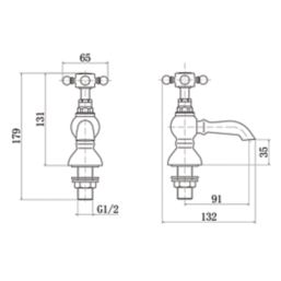 ETAL Eden Polished Chrome 189mm Standard Cross Head 2 Tap Holes Basin Pillar Tap