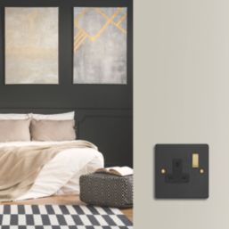 Varilight  13A 1-Gang 2-Pole Switched Socket Matt Black  with Black Inserts