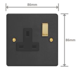 Varilight  13A 1-Gang 2-Pole Switched Socket Matt Black  with Black Inserts