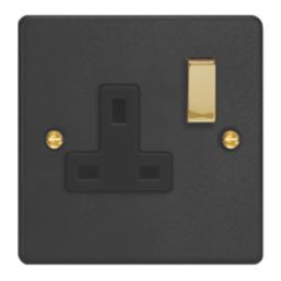 Varilight  13A 1-Gang 2-Pole Switched Socket Matt Black  with Black Inserts