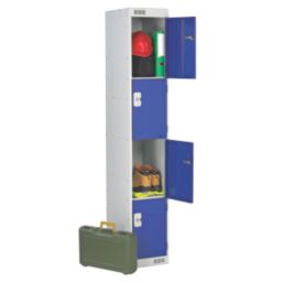 LinkLockers 4-Door Security Locker 1800mm x 300mm Blue