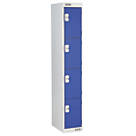 LinkLockers Security Locker 4-Door 1800mm x 300mm Blue