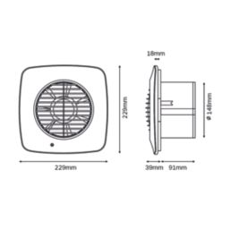 Xpelair DX150TS 150mm (6") Axial Bathroom or Kitchen Extractor Fan with Timer White 220-240V