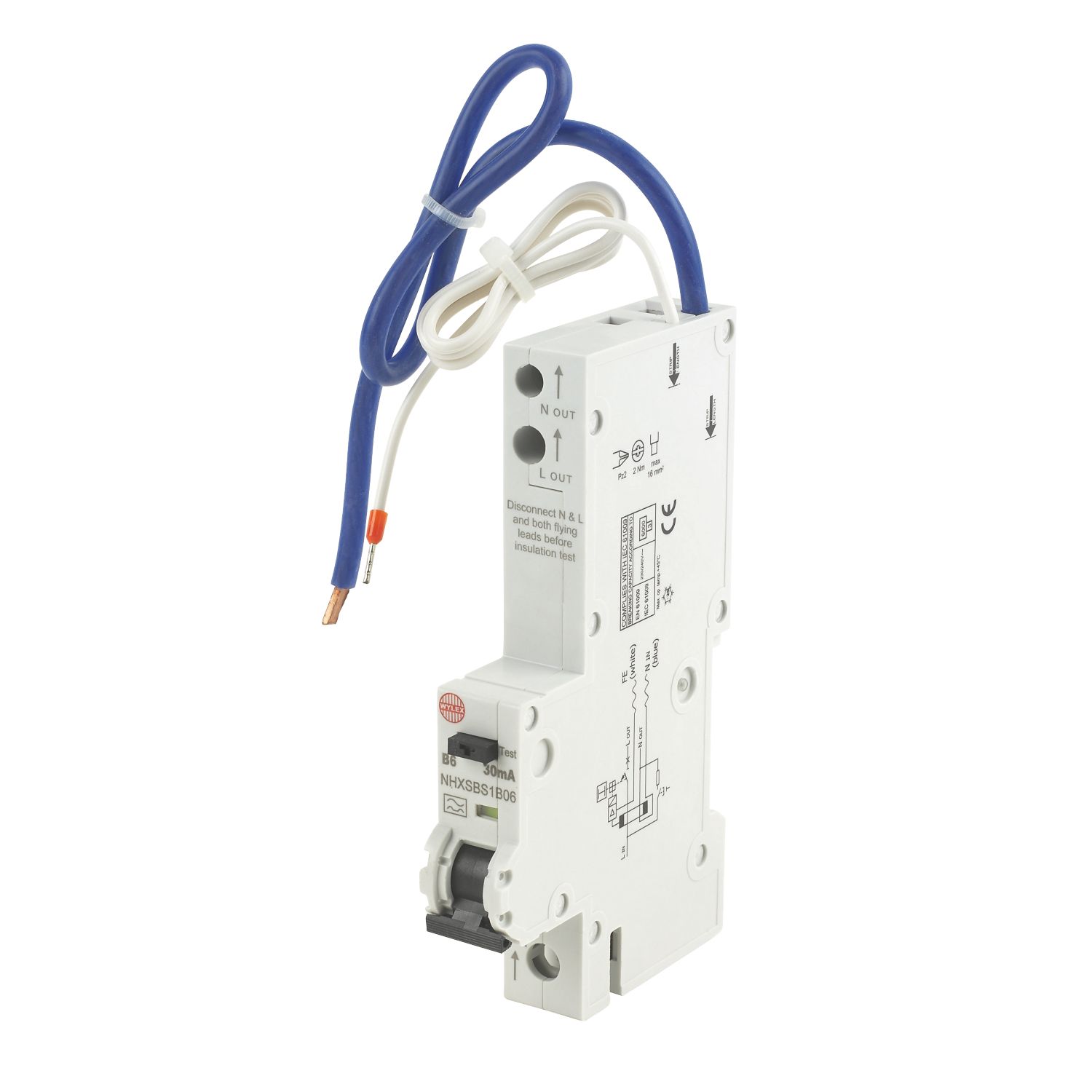 Wylex 6A 30mA Type A SP B Curve RCBO (35586)