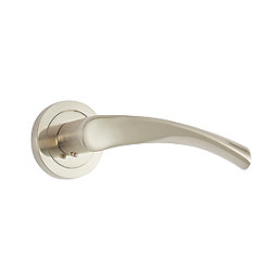 Smith & Locke Bude Fire Rated Lever on Rose Door Handles Pair Brushed Nickel