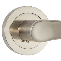 Smith & Locke Bude Fire Rated Lever on Rose Door Handles Pair Brushed Nickel