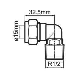 Flomasta  Brass Compression Adapting Male Elbow 15mm x 1/2"