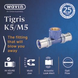 Wavin Tigris K5 Multi-Layer Composite Press-Fit Adapting One-Sided Female Tees 20mm x 0.5" x 20mm 5 Pack
