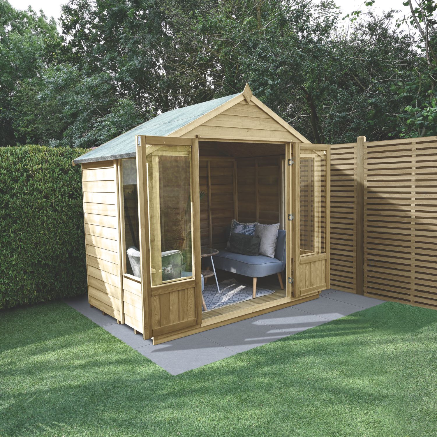 Forest Oakley 7' x 5' (Nominal) Apex Timber Summerhouse with Base (355TF)
