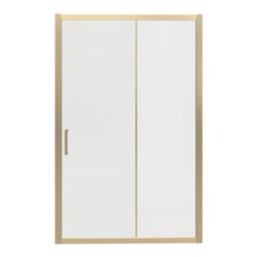 Essentials Framed Rectangular Sliding Shower Door Brushed Brass 1200mm x 1850mm