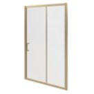 Essentials Framed Rectangular Sliding Shower Door Brushed Brass 1200mm x 1850mm
