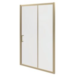Essentials Framed Rectangular Sliding Shower Door Brushed Brass 1200mm x 1850mm