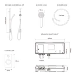 Aqualisa Visage Q Gravity-Pumped Ceiling-Fed Chrome Thermostatic Single Outlet Exposed Smart Shower with Adjustable Head