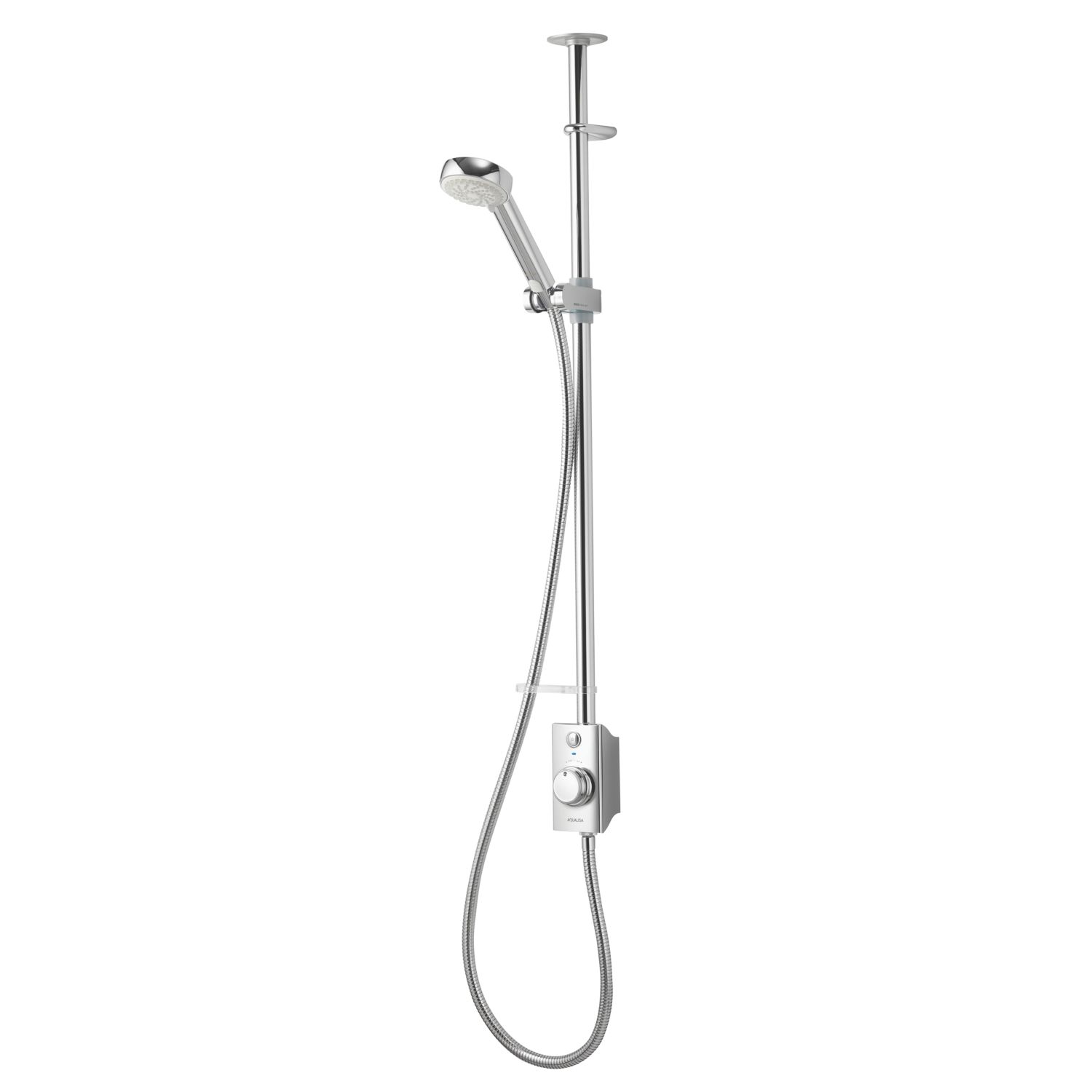 Aqualisa Visage Q Gravity-Pumped Ceiling-Fed Chrome Thermostatic Single Outlet Exposed Smart Shower with Adjustable Head (356AJ)