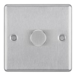 LAP  1-Gang 2-Way LED Dimmer Switch  Brushed Steel with Colour-Matched Inserts