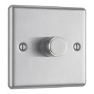 LAP  1-Gang 2-Way LED Dimmer Switch  Brushed Steel with Colour-Matched Inserts