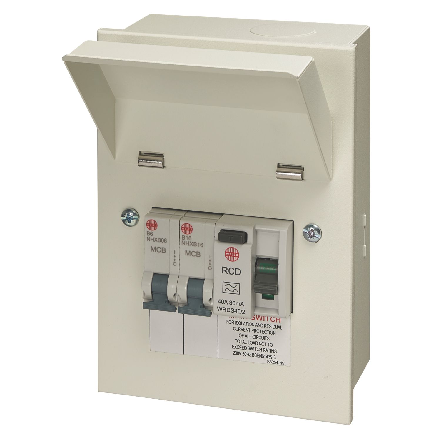 Wylex 4-Module 2-Way Populated Garage Consumer Unit (356JK)