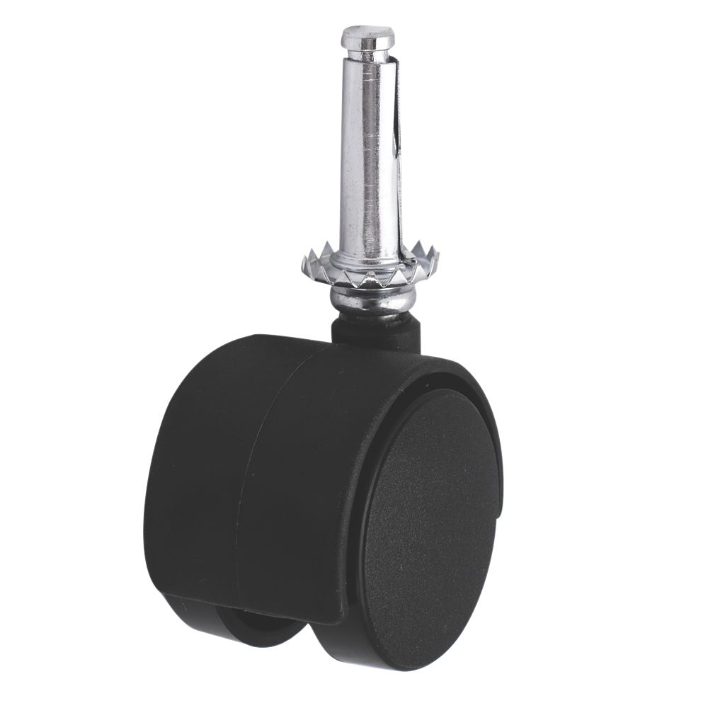 Twin Wheel Swivel Castor Stems 41mm Black 4 Pack