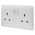 Vimark Pro 13A 2-Gang DP Switched Plug Socket White  with White Inserts