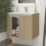 Newland  Double Door Wall-Mounted Vanity Unit with Basin Effect Natural Oak 600mm x 450mm x 540mm