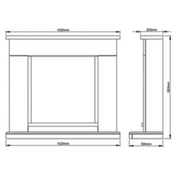 Be Modern Elsham Electric Fireplace White 1020mm x 300mm x 920mm