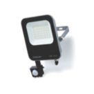 Stanley  Outdoor LED Slimline Floodlight With PIR Sensor Black 30W 3300lm