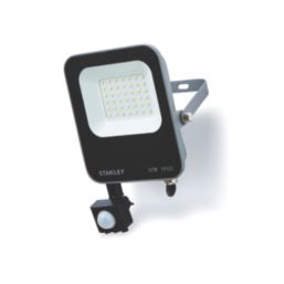 Stanley  Outdoor LED Slimline Floodlight With PIR Sensor Black 30W 3300lm