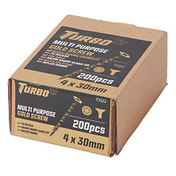 Turbo TX  TX Double-Countersunk Self-Drilling Multipurpose Screws 4mm x 30mm 200 Pack