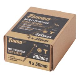 Turbo TX  TX Double-Countersunk  Multipurpose Screws 4mm x 30mm 200 Pack
