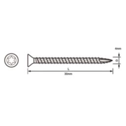 Turbo TX  TX Double-Countersunk  Multipurpose Screws 4mm x 30mm 200 Pack
