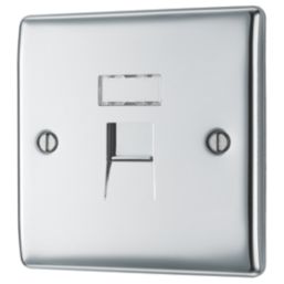 British General Nexus Metal 1-Gang RJ45 Ethernet Socket Polished Chrome
