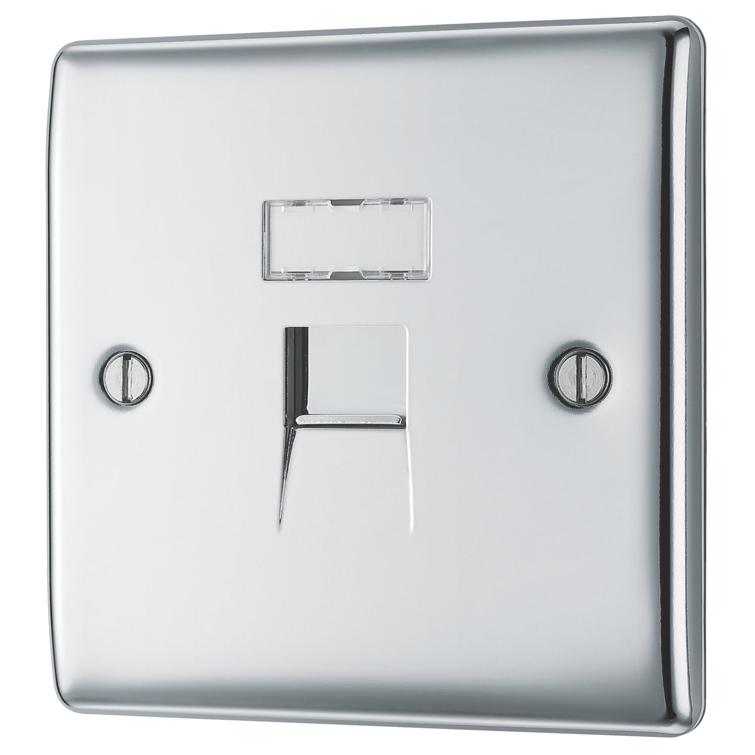 British General Nexus Metal 1-Gang RJ45 Ethernet Socket Polished Chrome (356XF)