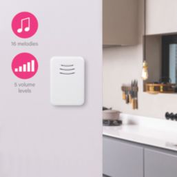 Byron DBY-22311 Battery-Powered Wireless Portable Doorbell Kit White