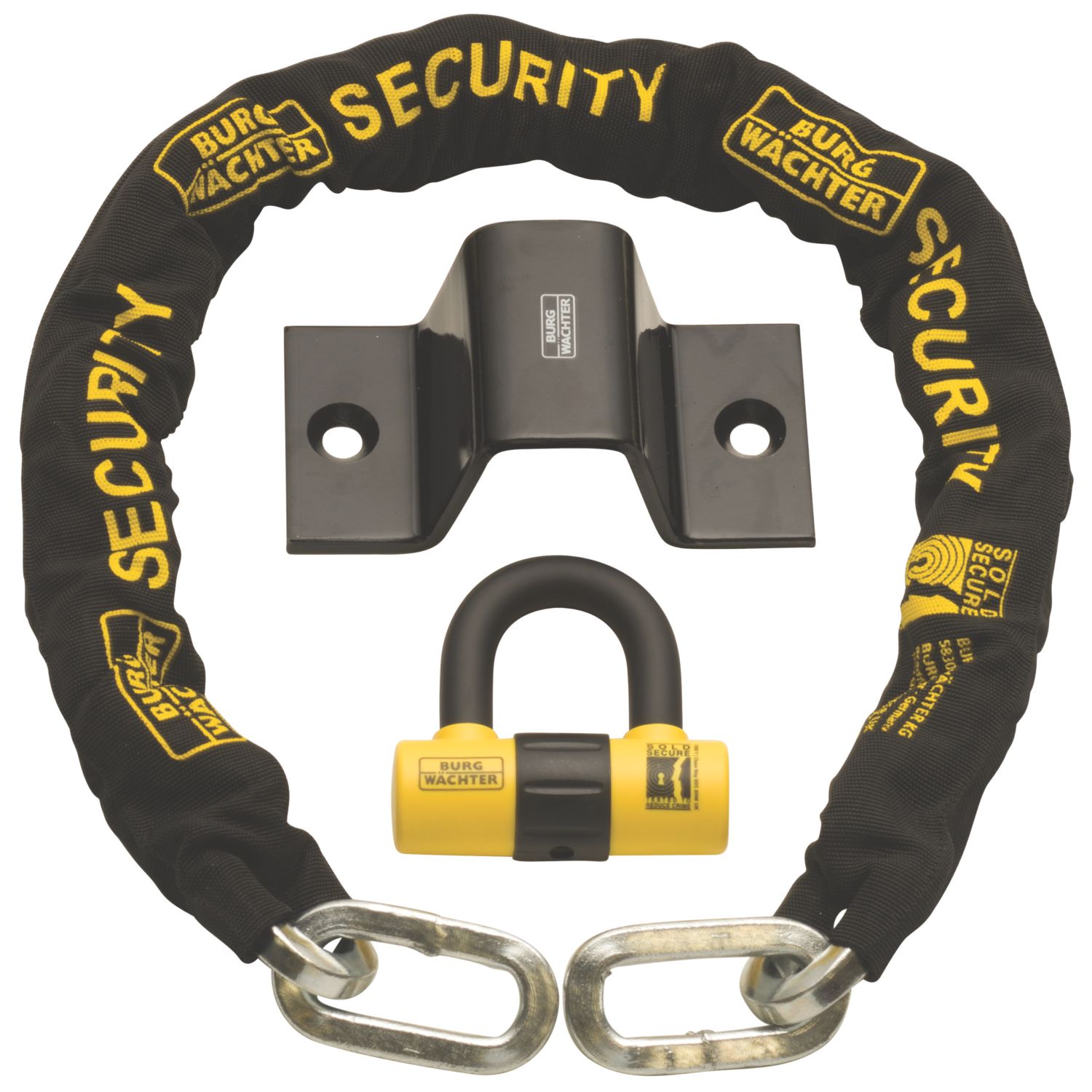 Burg-Wachter Hardened Steel Heavy Duty Security Kit: Chain, Motorbike Lock & Anchor 1m x 12mm (356YY)