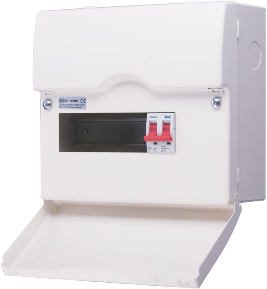 British General CFSW07 9-Module 7-Way Part-Populated  Main Switch Consumer Unit