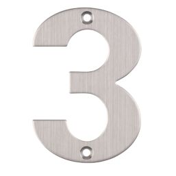 Eclipse Door Numeral 3 Satin Stainless Steel 102mm