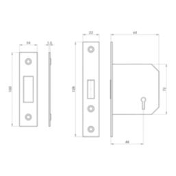 Smith & Locke  3 Lever Matt Black Deadlock 65mm Case - 44mm Backset