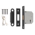 Smith & Locke  3 Lever Matt Black Deadlock 65mm Case - 44mm Backset