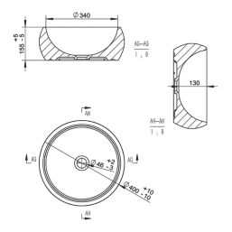 Maine Round Stone Effect Washbowl No Tap Holes 400mm