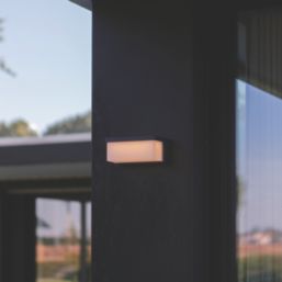 Lutec Zelna Outdoor LED Solar Hybrid Wall Light Dark Grey 650lm