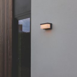 Lutec Zelna Outdoor LED Solar Hybrid Wall Light Dark Grey 650lm