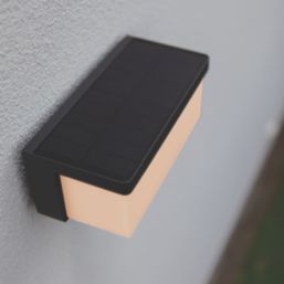 Lutec Zelna Outdoor LED Solar Hybrid Wall Light Dark Grey 650lm