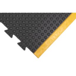 COBA Bubblemat Anti-Fatigue Floor Corner Mat Black/Yellow 0.5m x 0.5m x 14mm