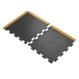 COBA Bubblemat Anti-Fatigue Floor Corner Mat Black/Yellow 0.5m x 0.5m x 14mm