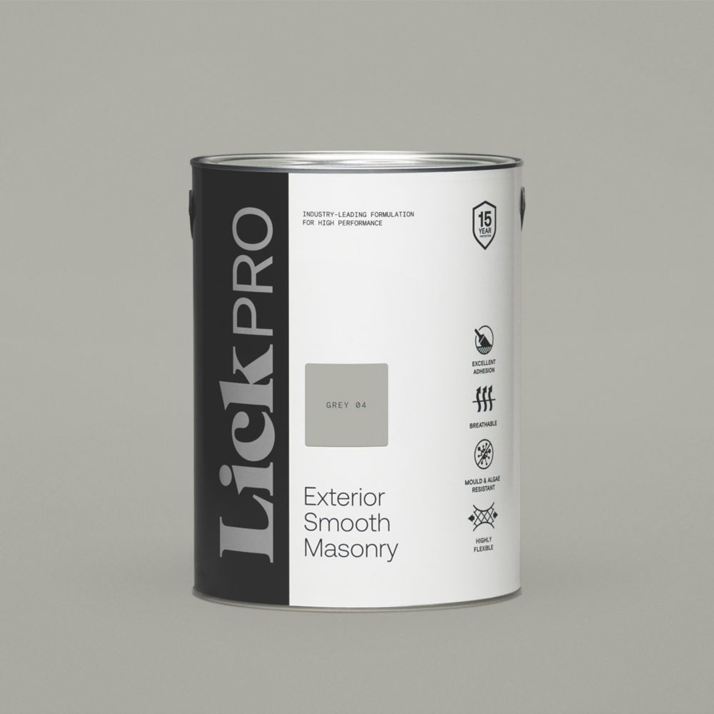 LickPro 5Ltr Smooth Grey 04 Masonry Paint Screwfix