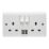Crabtree Instinct 13A 2-Gang DP Switched Socket + 2.1A 10.5W 2-Outlet Type A USB Charger White